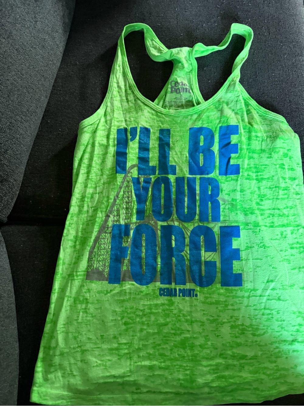Cedar Point Neon Green Racerback Tank - "I'll Be Your Force"